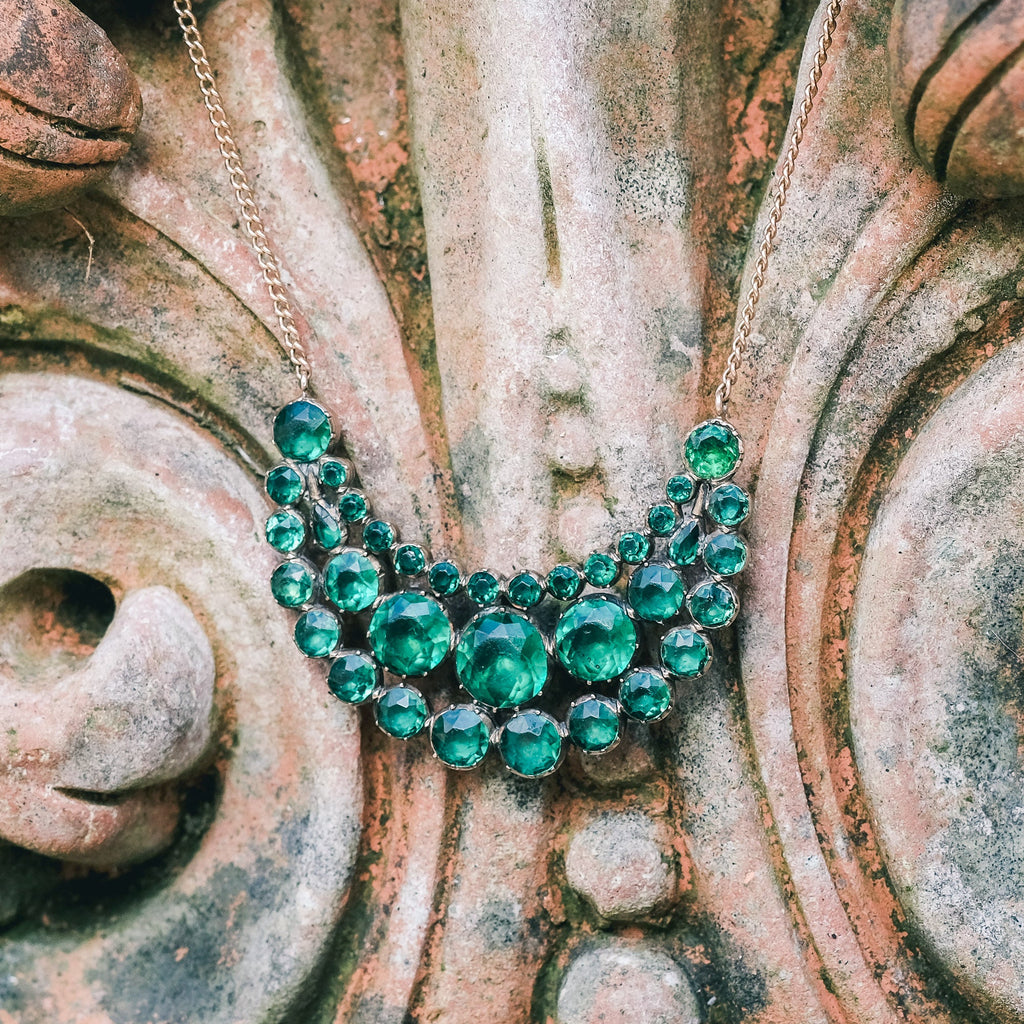 Georgian Paste Crescent Necklace - Lost Owl Jewelry