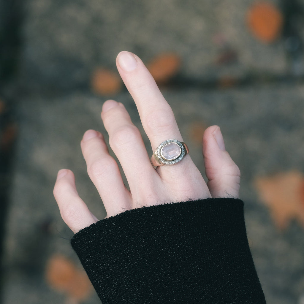 Georgian Pink Topaz Cluster Ring - Lost Owl Jewelry