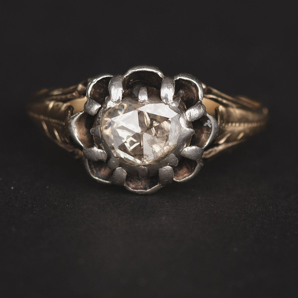 Georgian Rose Diamond Heart Ring - Lost Owl Jewelry