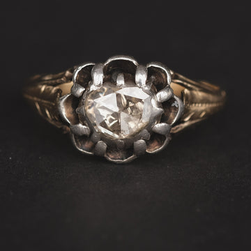 Georgian Rose Diamond Heart Ring - Lost Owl Jewelry