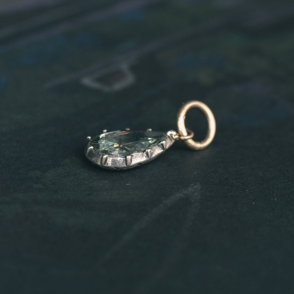 Georgian Rose Diamond Teardrop Pendant - Lost Owl Jewelry