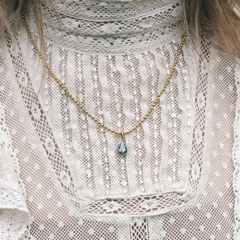 Georgian Rose Diamond Teardrop Pendant - Lost Owl Jewelry