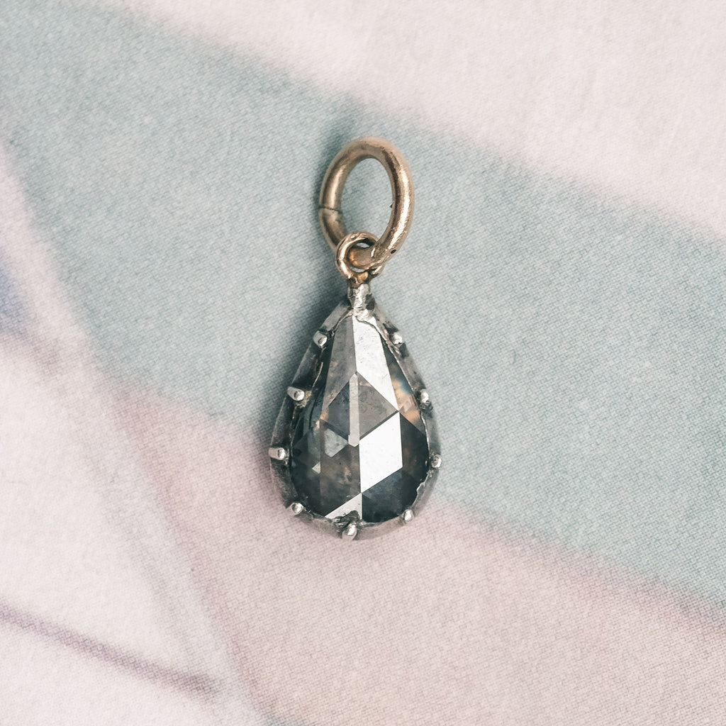 Georgian Rose Diamond Teardrop Pendant - Lost Owl Jewelry