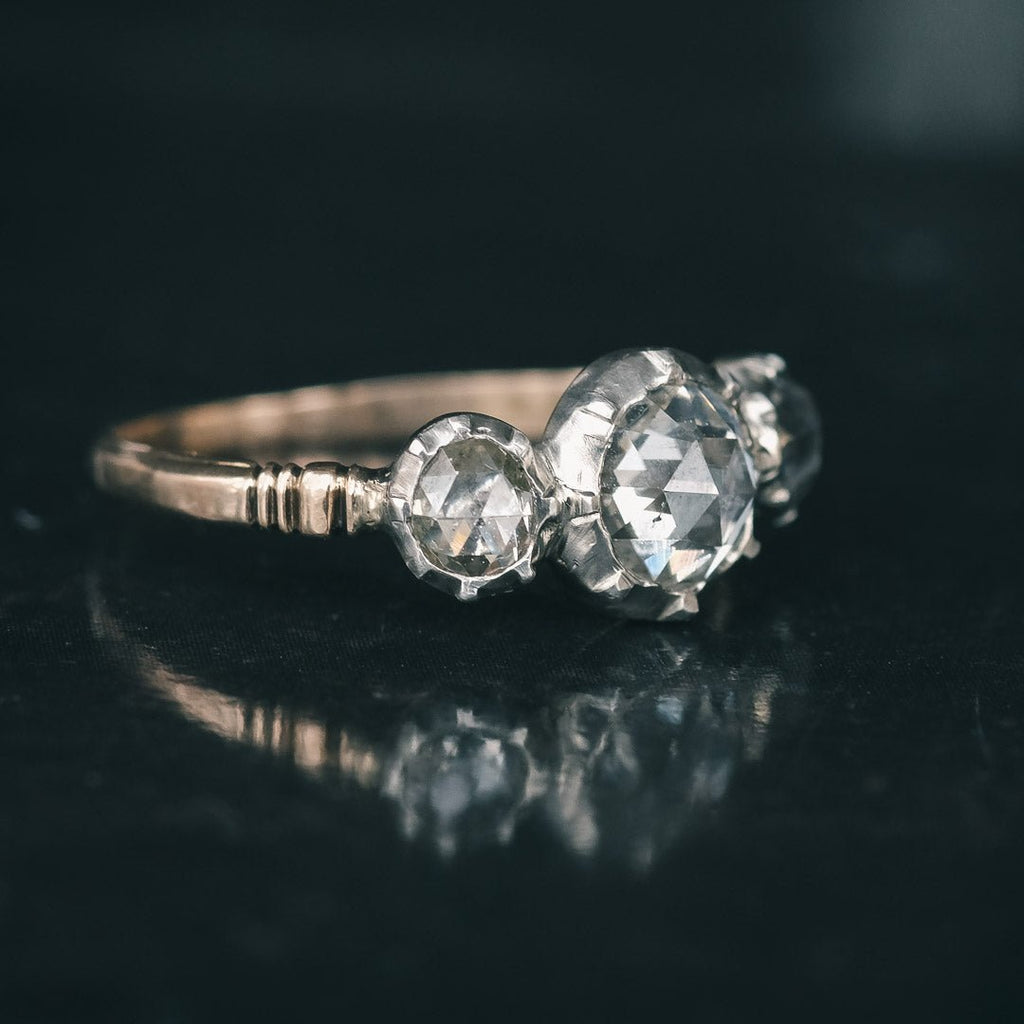 Georgian Rose Diamond Trilogy Ring - Lost Owl Jewelry