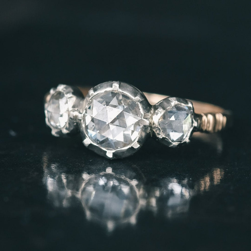 Georgian Rose Diamond Trilogy Ring - Lost Owl Jewelry