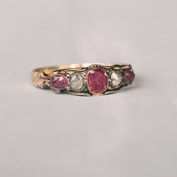 Georgian Ruby & Rose Diamond Ring - Lost Owl Jewelry