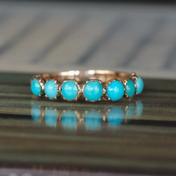 Georgian Turquoise Half-Hoop Ring - Lost Owl Jewelry