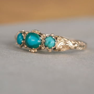 Georgian Turquoise Trilogy Ring - Lost Owl Jewelry