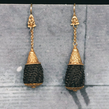 Georgian Woven Hair Beehive Earrings - Lost Owl Jewelry