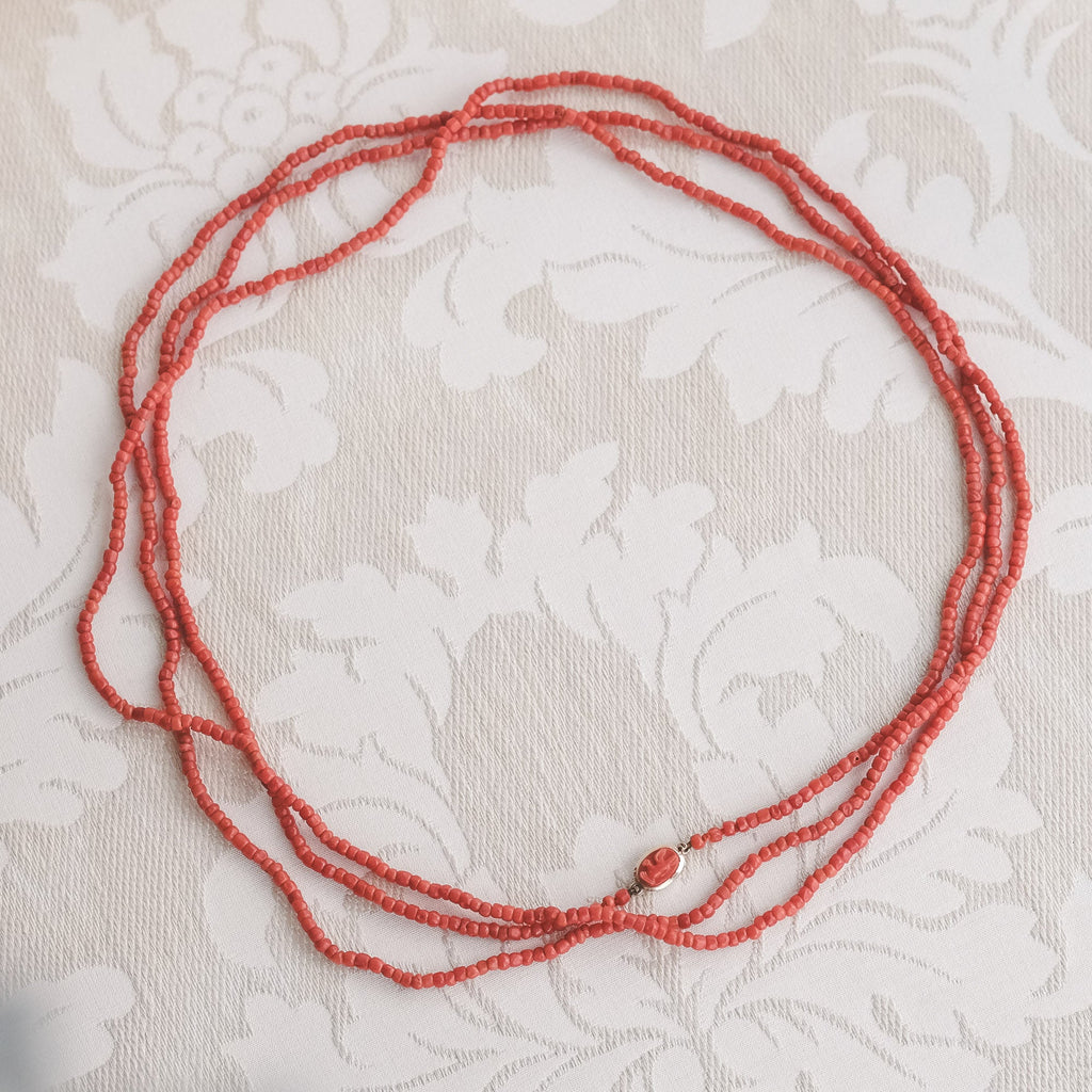 Grand Tour Neapolitan Coral Guard Chain - Lost Owl Jewelry