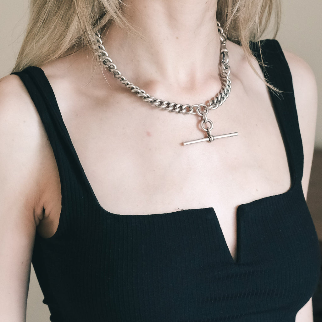 Heavy Antique Silver Curb Chain - Lost Owl Jewelry