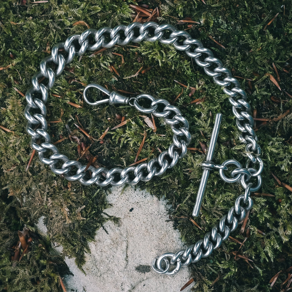 Heavy Antique Silver Curb Chain - Lost Owl Jewelry