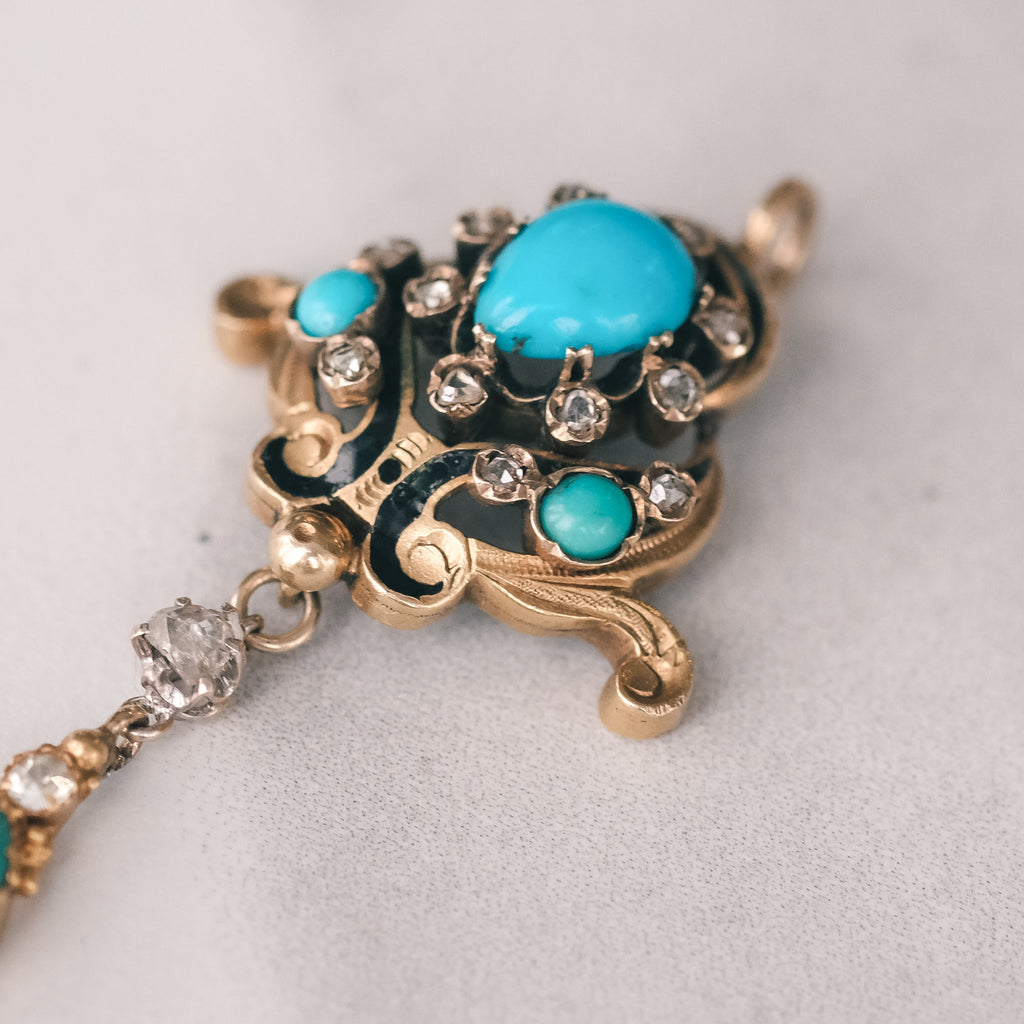 High Victorian Turquoise Pendant - Lost Owl Jewelry