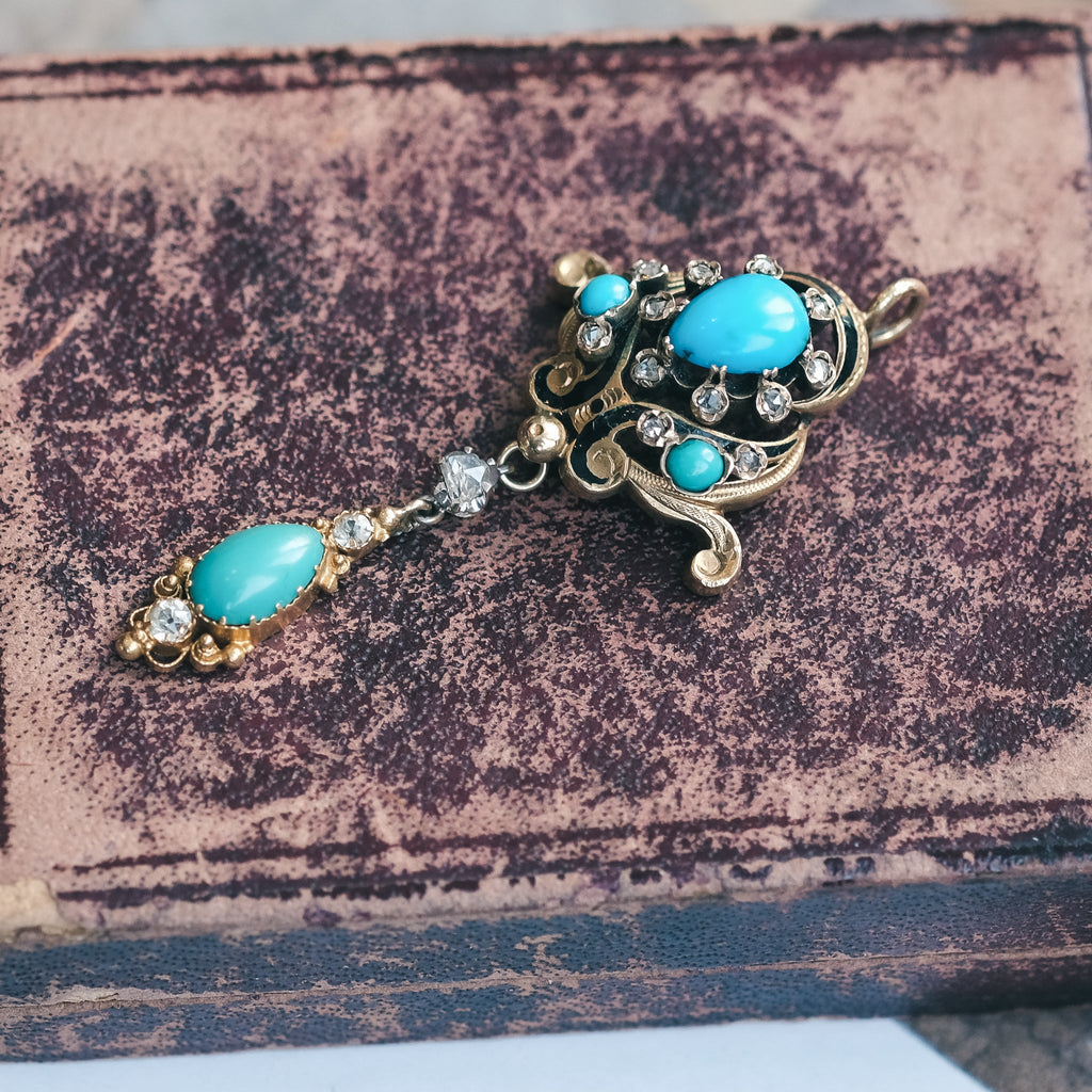 High Victorian Turquoise Pendant - Lost Owl Jewelry