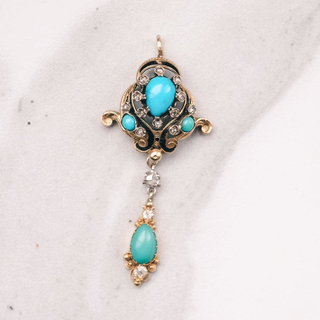 High Victorian Turquoise Pendant - Lost Owl Jewelry
