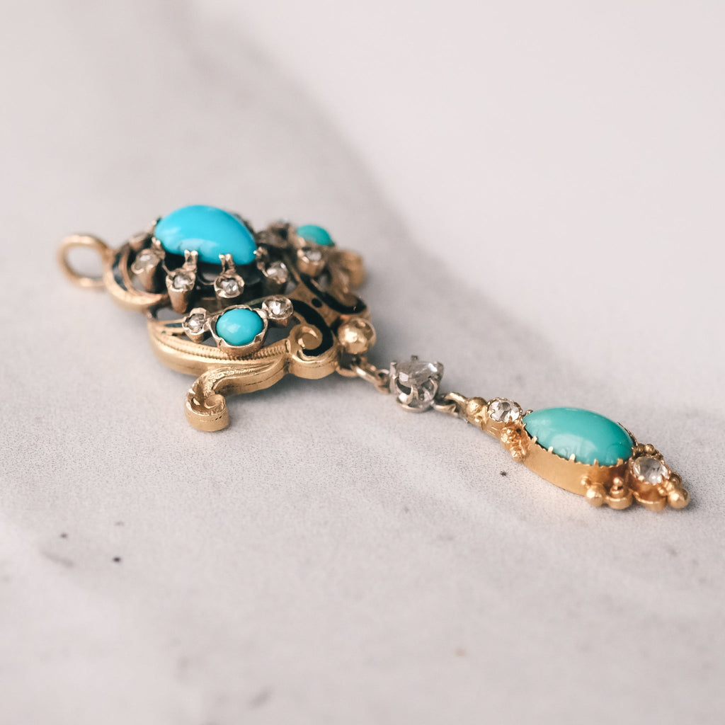 High Victorian Turquoise Pendant - Lost Owl Jewelry
