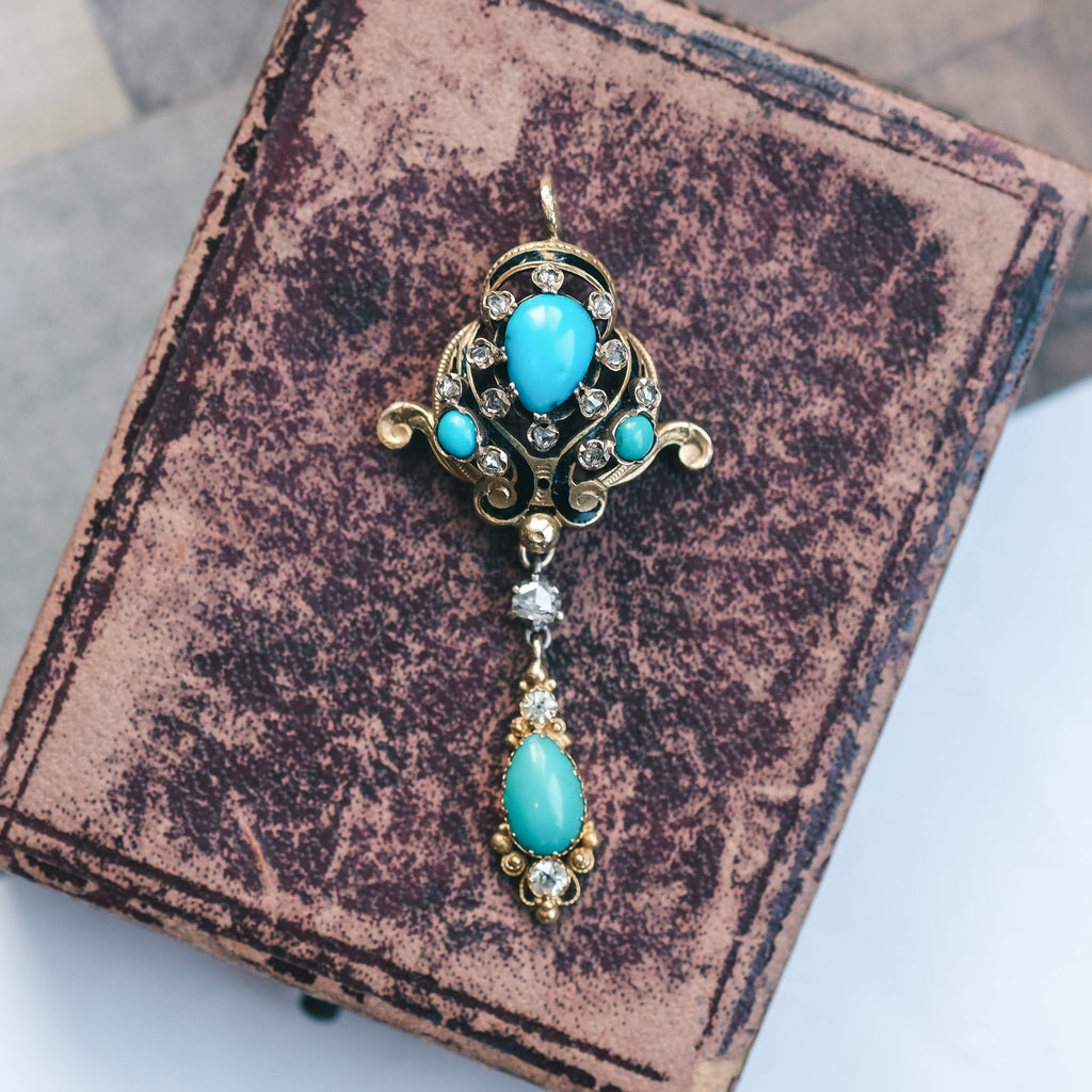 High Victorian Turquoise Pendant - Lost Owl Jewelry