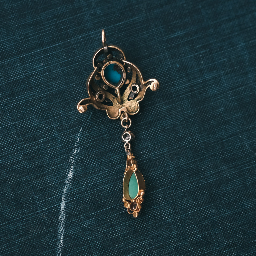 High Victorian Turquoise Pendant - Lost Owl Jewelry