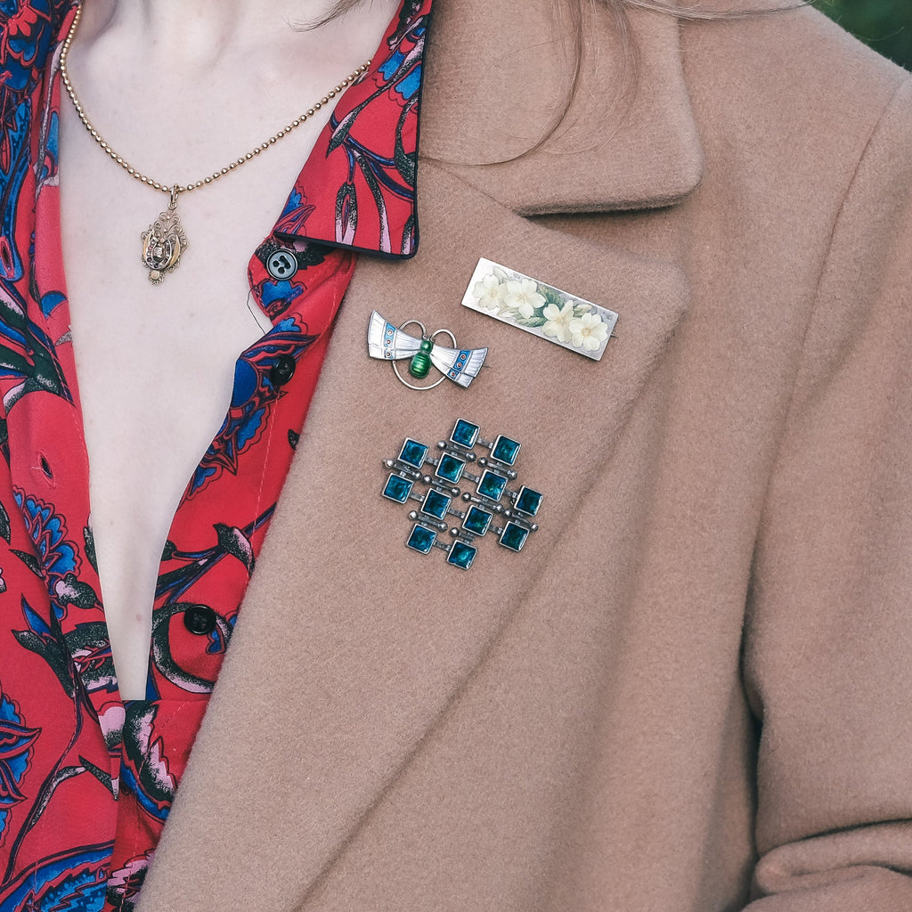 Jugendstil Enamelled Moth Brooch - Lost Owl Jewelry