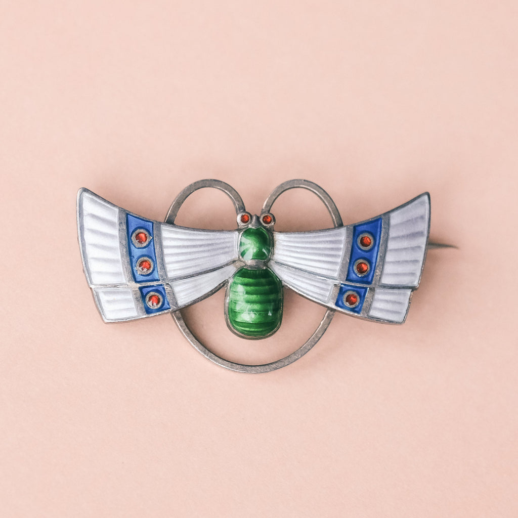 Jugendstil Enamelled Moth Brooch - Lost Owl Jewelry