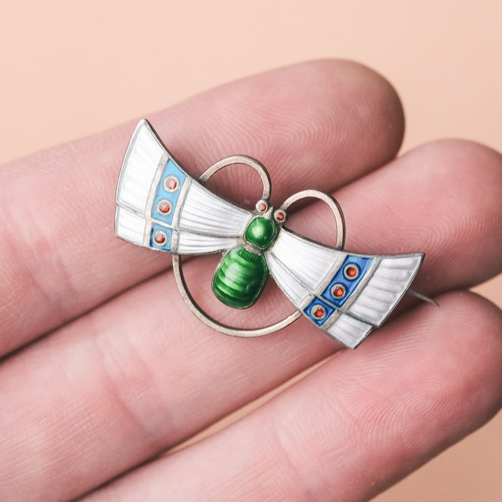 Jugendstil Enamelled Moth Brooch - Lost Owl Jewelry