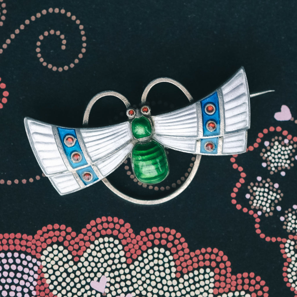 Jugendstil Enamelled Moth Brooch - Lost Owl Jewelry