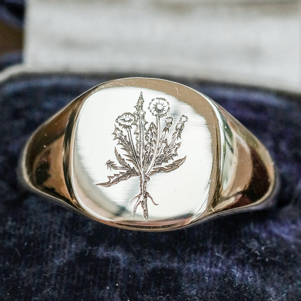 Lost Owl Dandelion Signet Ring - Lost Owl Jewelry