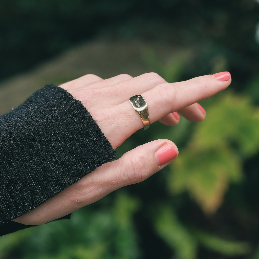 Lost Owl Ermine & Star Signet Ring - Lost Owl Jewelry