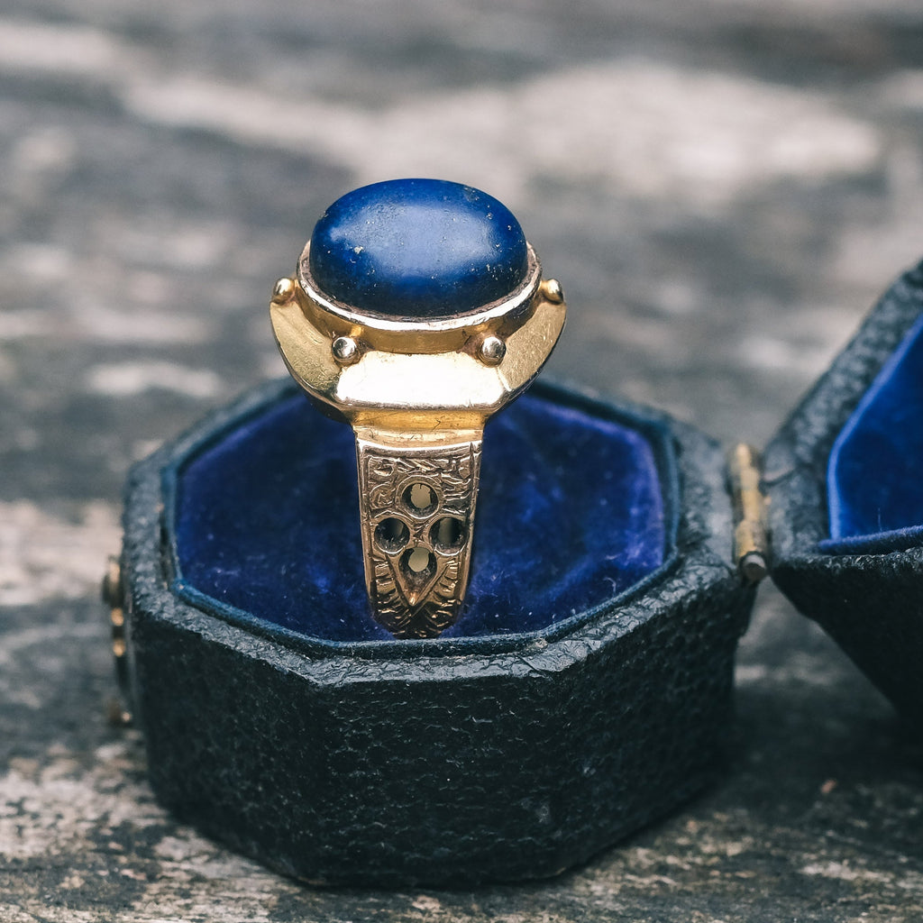 Medieval Revival Lapis Ring - Lost Owl Jewelry