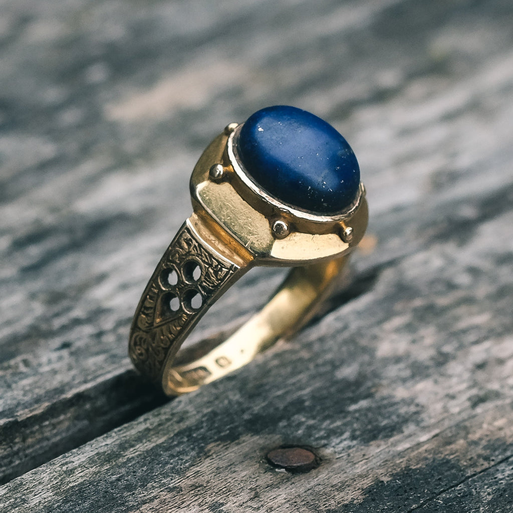 Medieval Revival Lapis Ring - Lost Owl Jewelry