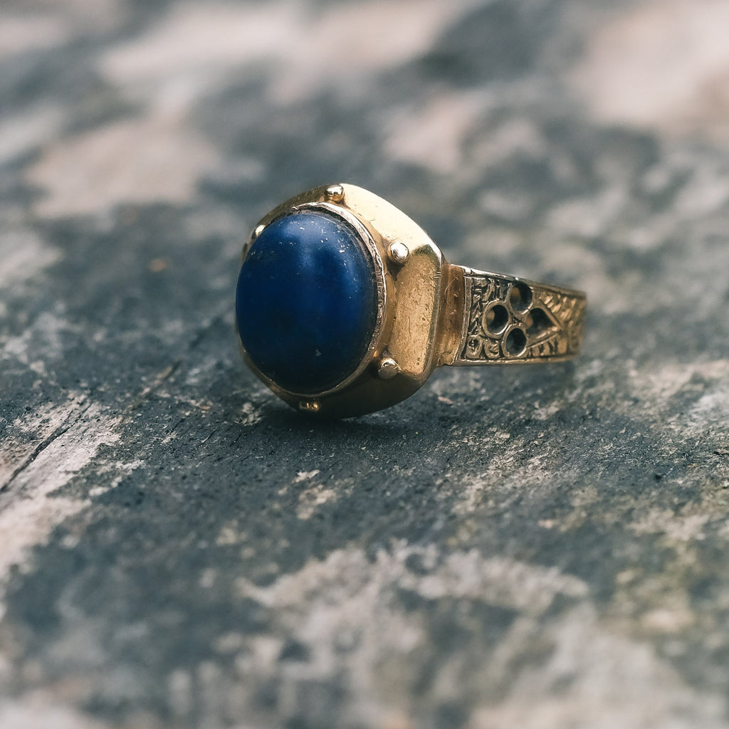 Medieval Revival Lapis Ring - Lost Owl Jewelry