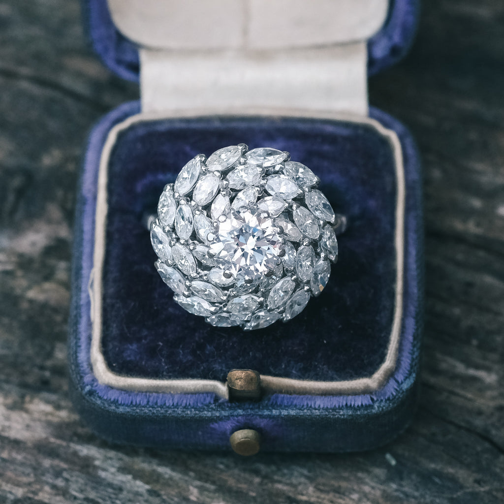 Mid-Century 4.5ct Diamond Bombé Ring - Lost Owl Jewelry