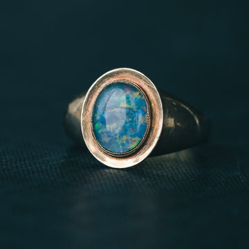 Mid - Century Black Opal Ring - Lost Owl Jewelry