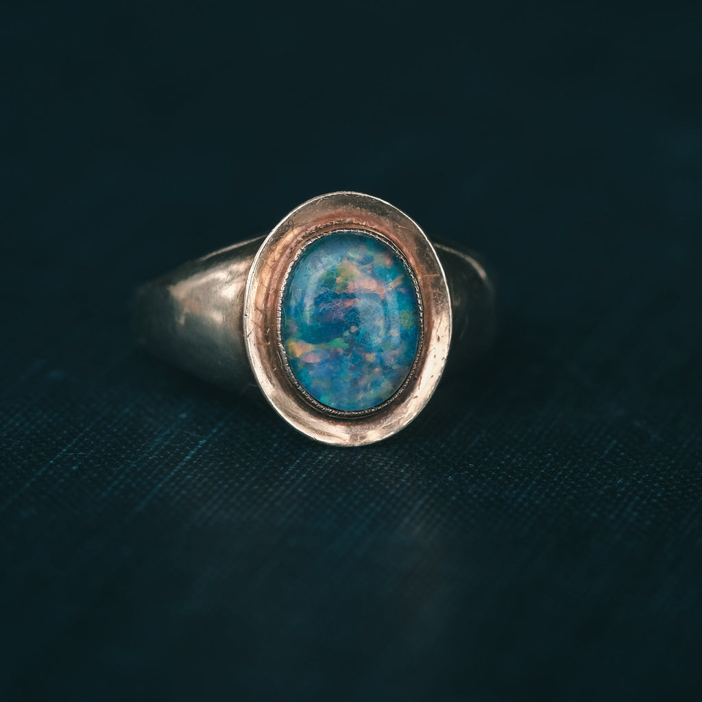 Mid - Century Black Opal Ring - Lost Owl Jewelry