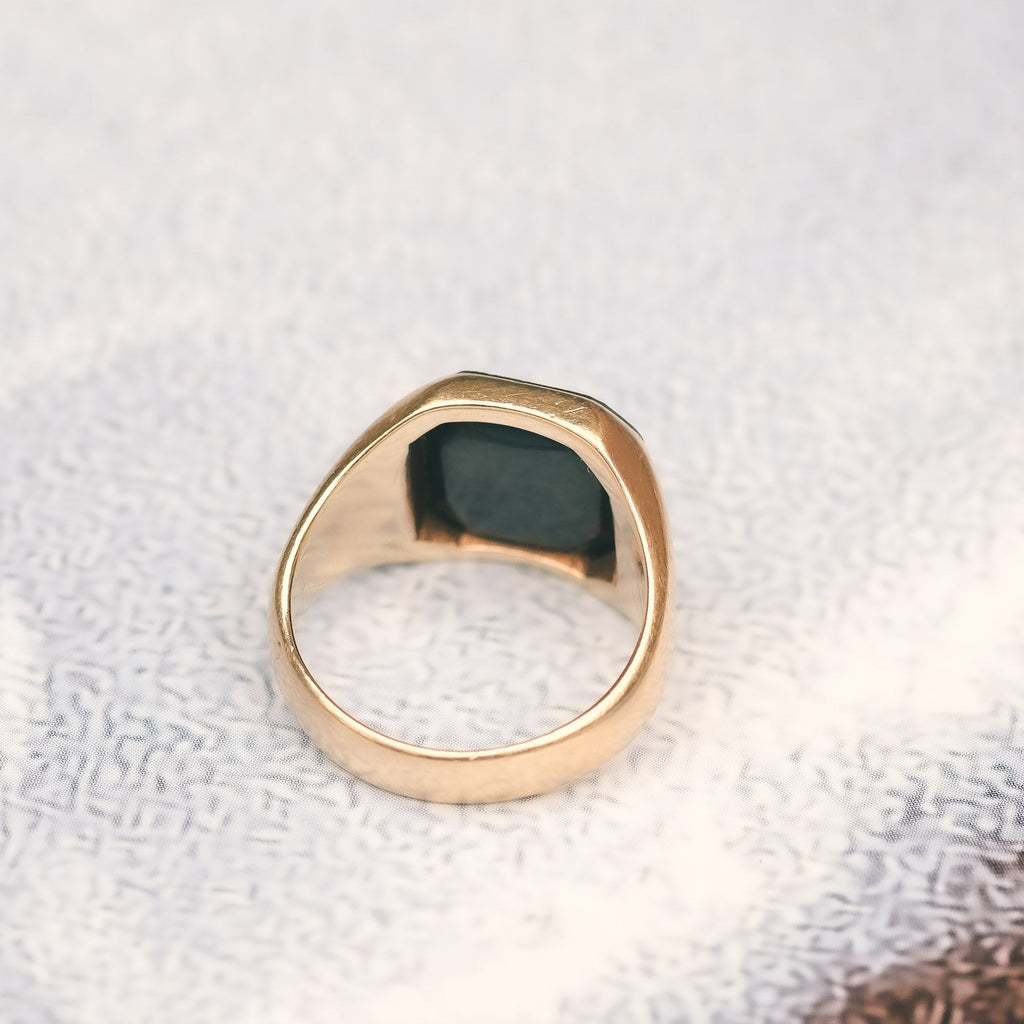 Mid - Century Bloodstone Octagon Signet Ring - Lost Owl Jewelry
