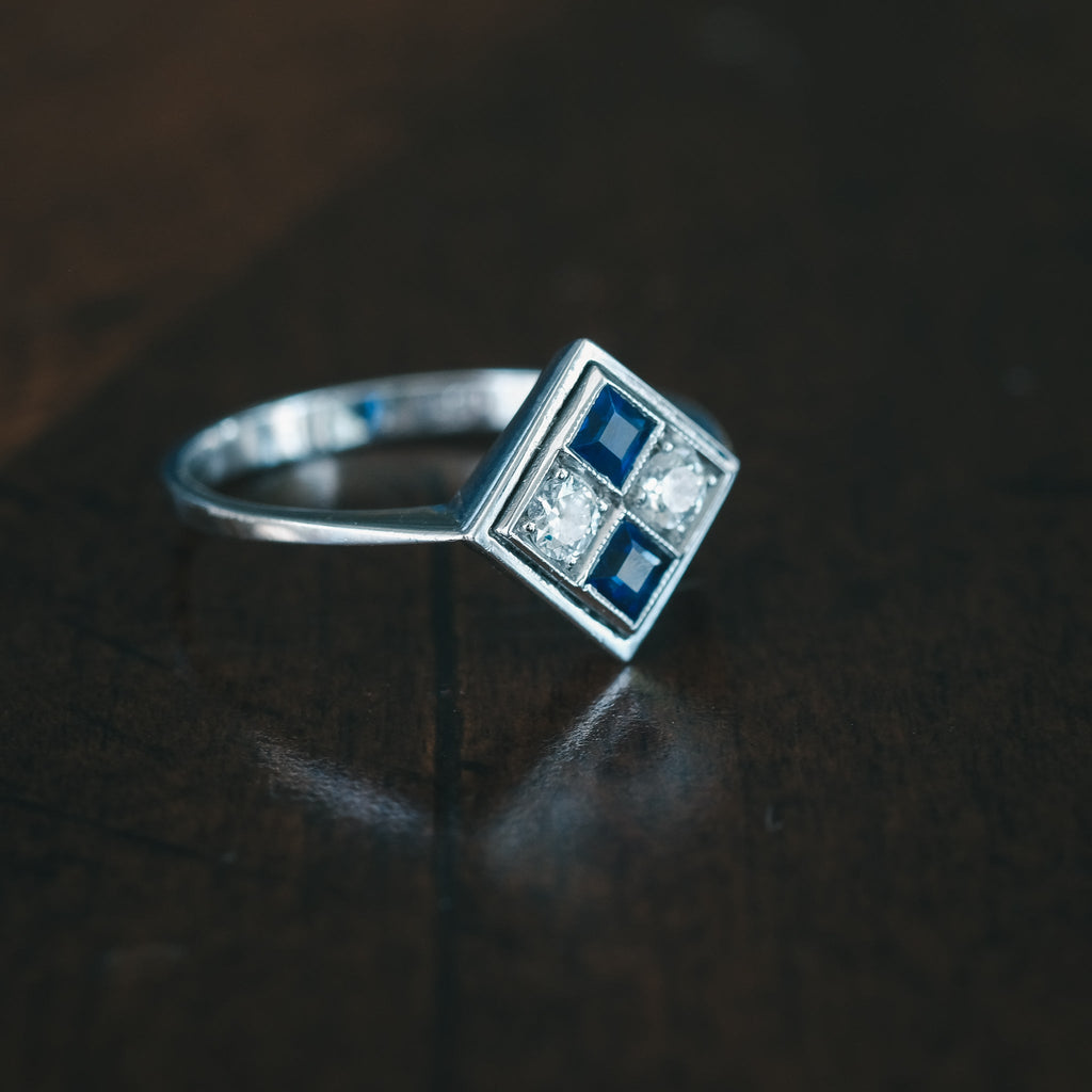 Mid - Century Chequerboard Ring - Lost Owl Jewelry