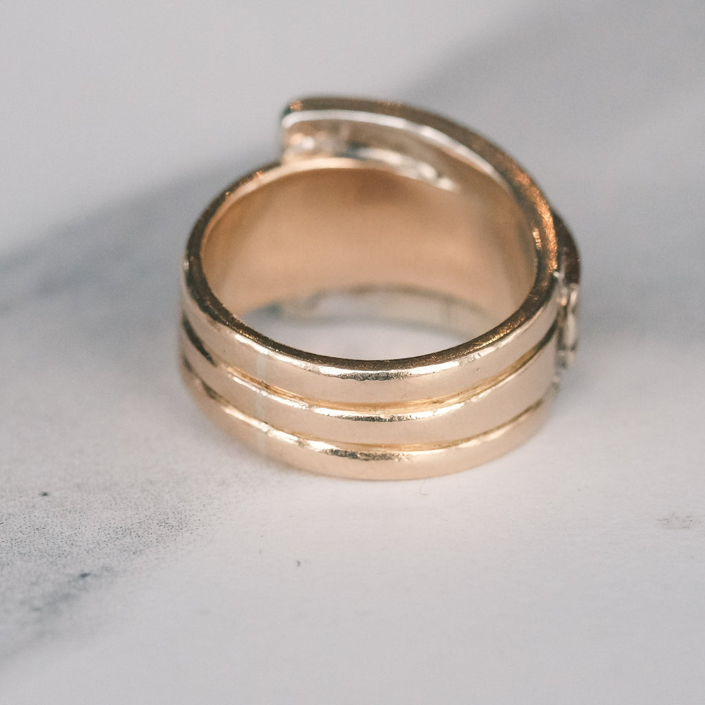 Mid - Century Diamond Buckle Ring - Lost Owl Jewelry