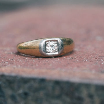 Mid - Century Diamond Signet Ring - Lost Owl Jewelry