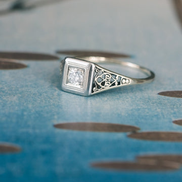 Mid - Century Diamond Solitaire Ring - Lost Owl Jewelry