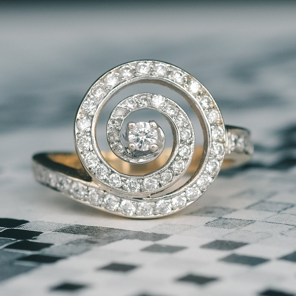 Mid - Century Diamond Spiral Ring - Lost Owl Jewelry
