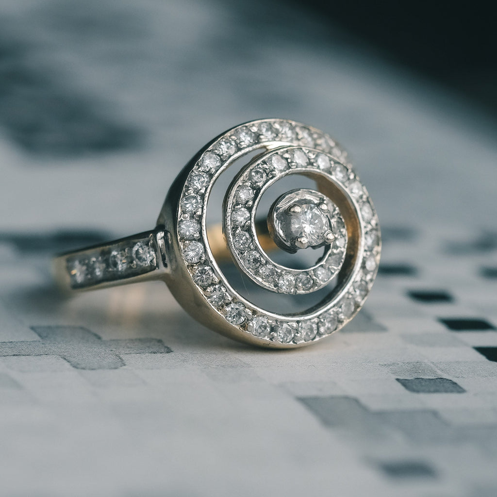 Mid - Century Diamond Spiral Ring - Lost Owl Jewelry