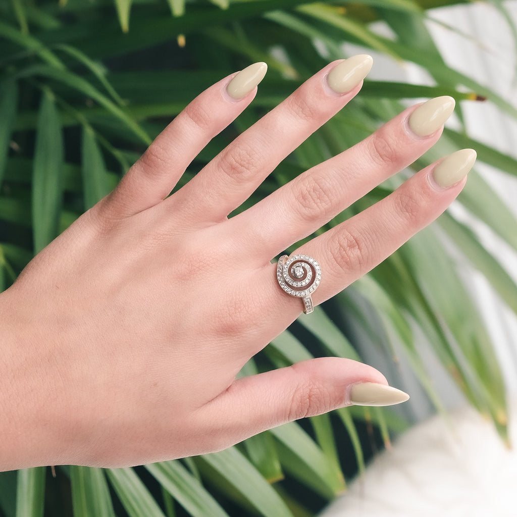 Mid - Century Diamond Spiral Ring - Lost Owl Jewelry