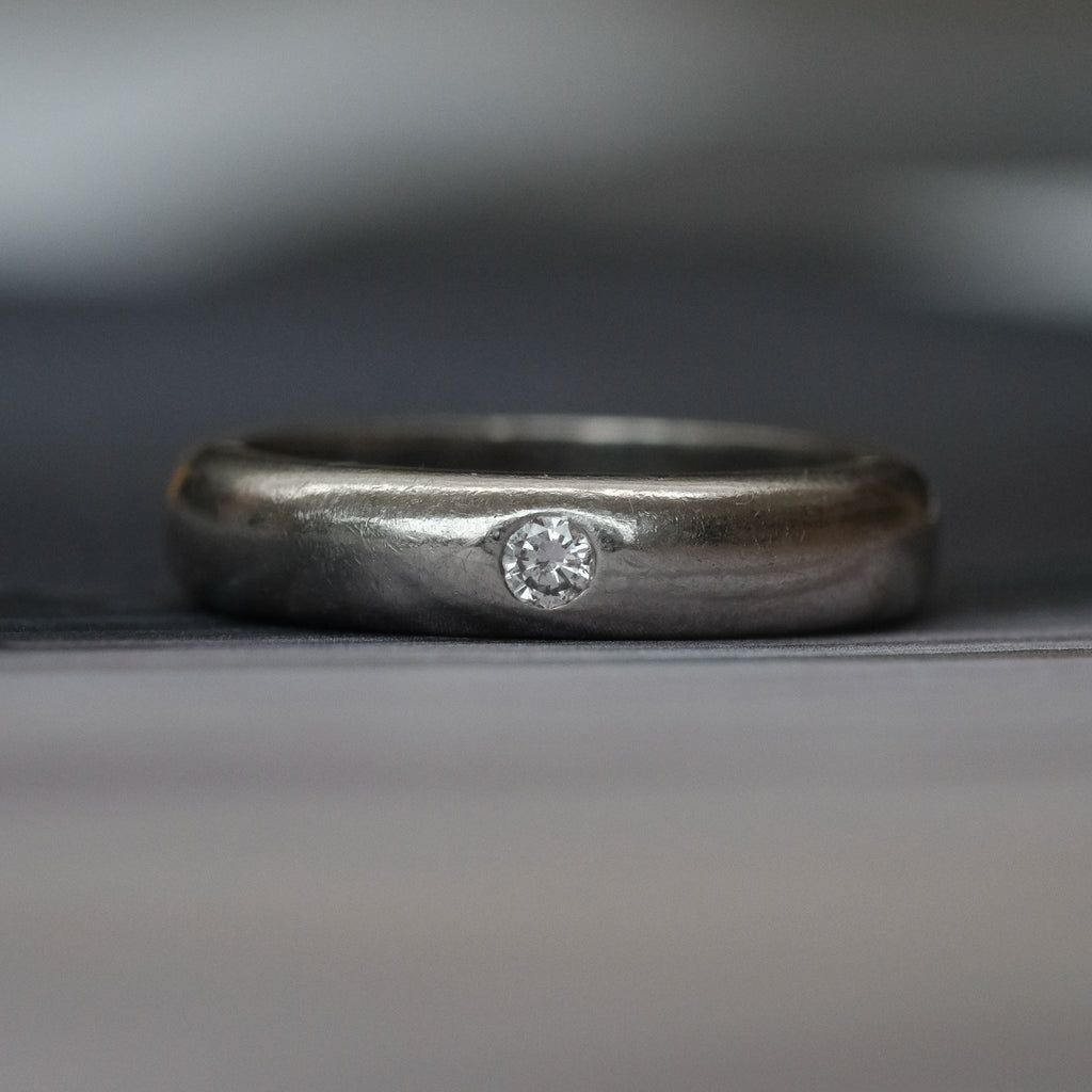 Mid-Century Platinum Solitaire Band - Lost Owl Jewelry