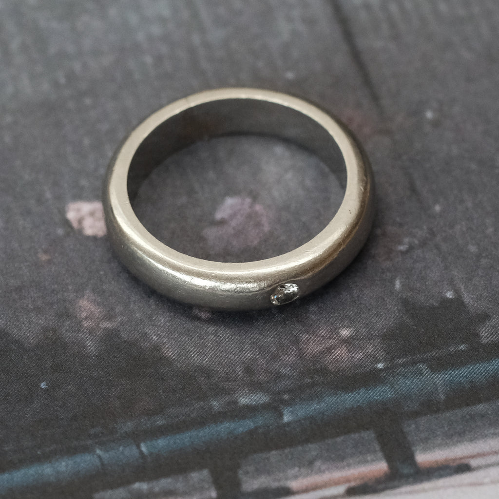 Mid-Century Platinum Solitaire Band - Lost Owl Jewelry