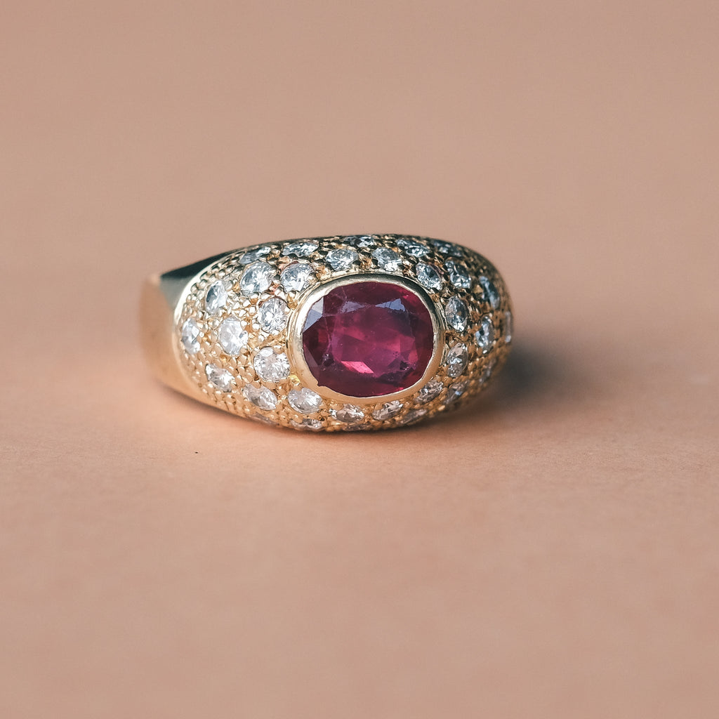 Mid - Century Ruby Bombé Ring - Lost Owl Jewelry