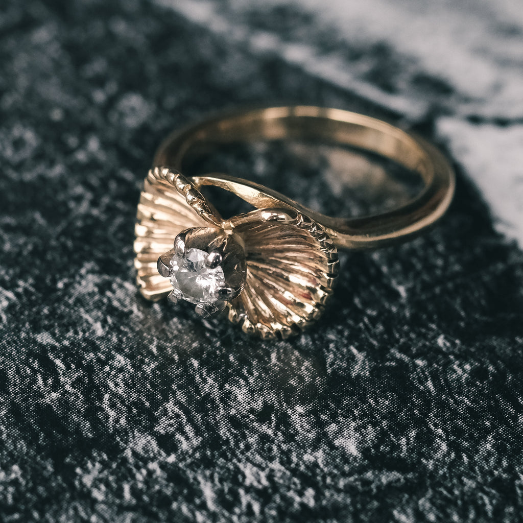 Mid-Century Scallop Shell Ring - Lost Owl Jewelry
