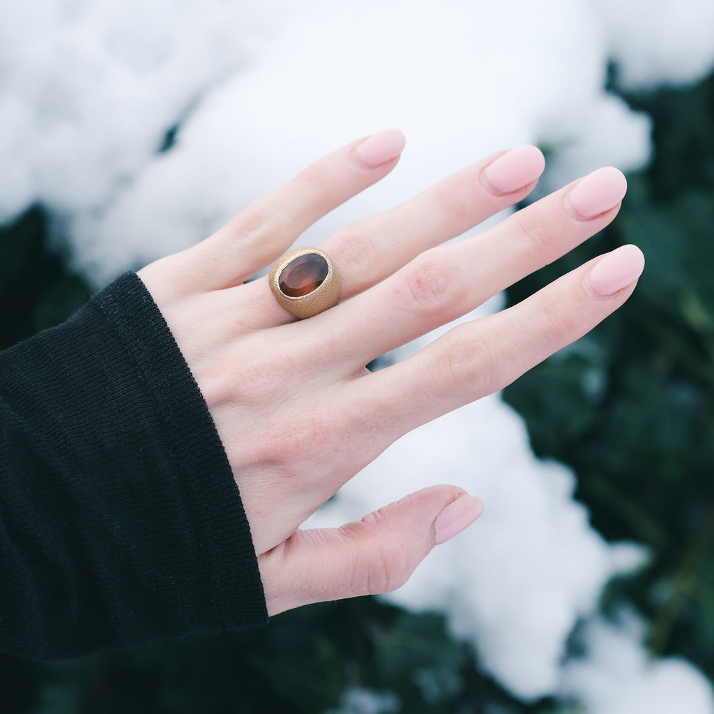 Modernist Citrine Signet Ring - Lost Owl Jewelry