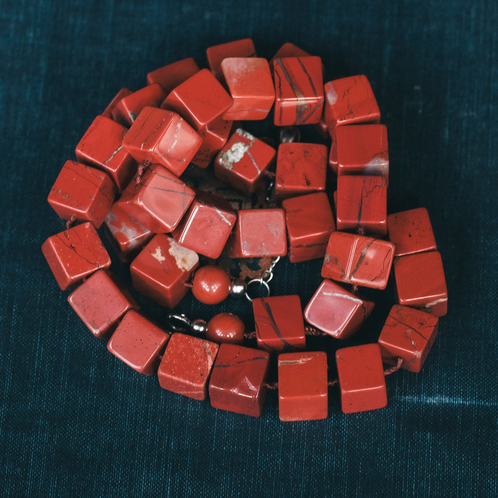 Modernist Jasper Cubes Necklace - Lost Owl Jewelry