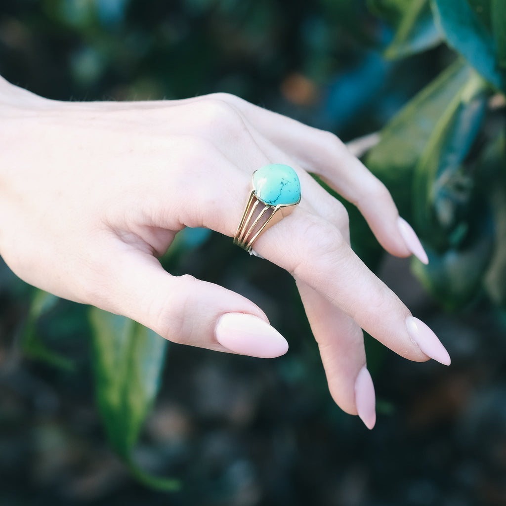 Modernist Turquoise Ring - Lost Owl Jewelry