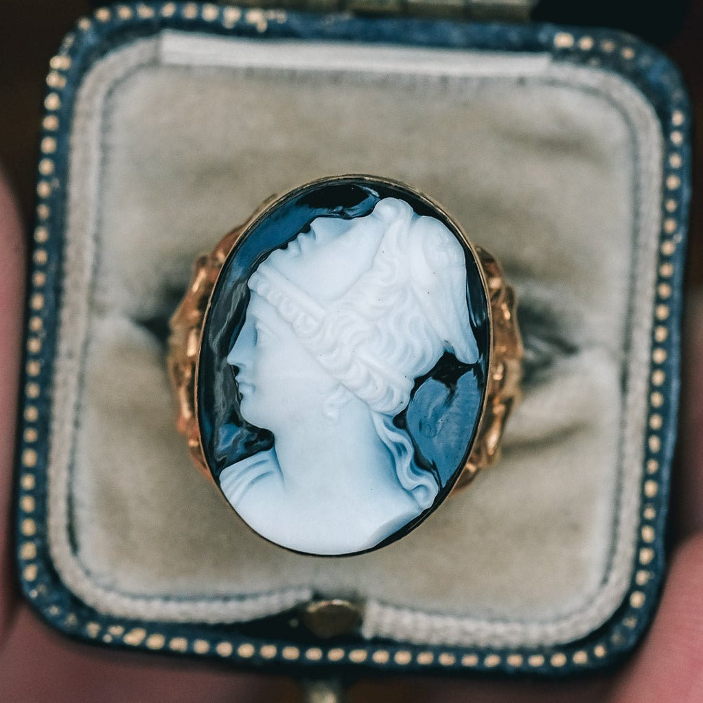 Neoclassical Athena Gorgolophas Cameo Ring - Lost Owl Jewelry